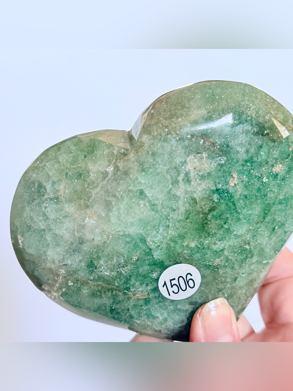 Stunning Green Strawberry Quartz Heart Polished Crystal Paperweight 1.2lb 4.5” - Picture 10 of 14